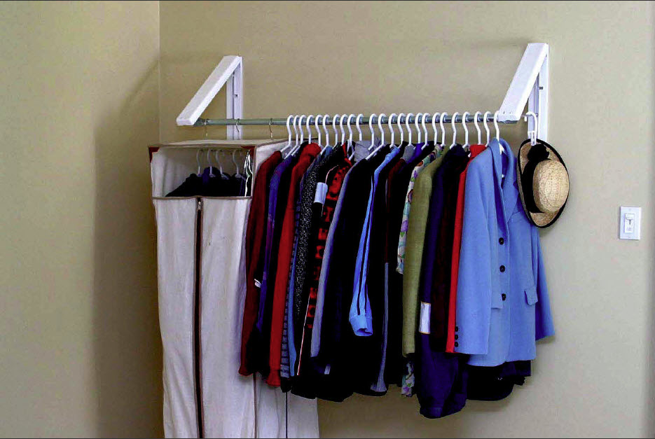 Stock Your Home Folding Clothes Hanger Wall Mounted Retractable Clothe