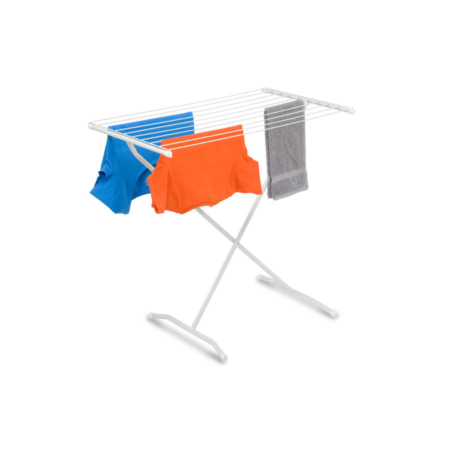 White Metal Collapsible Clothes Drying Rack