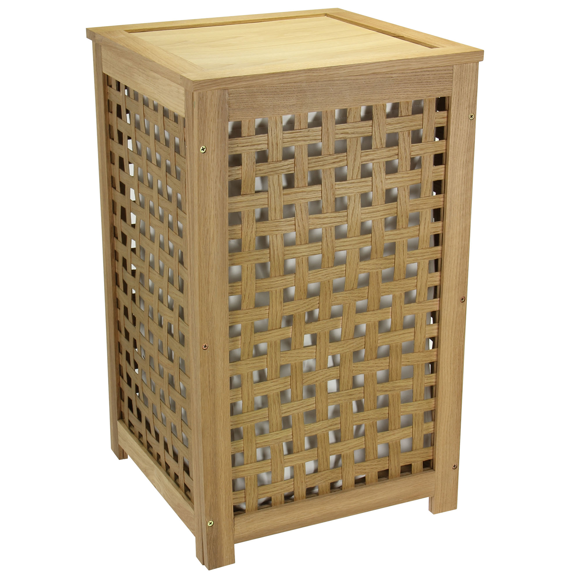 Laundry Accessories Urban Clothesiines Oak Lattice Hamper With Barnwood Finish